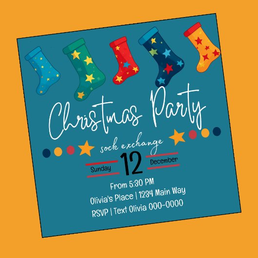 Invitation Fête de Noël en bleu