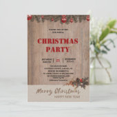 Invitation Fête de Noël en bois de ferme rustique  (Debout devant)