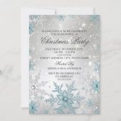 Invitation Fête de Noël en cristal bleu et argent (Devant)