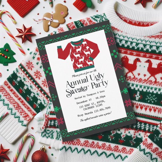 Invitation Fête de Noël en entreprise avec des pulls moches f