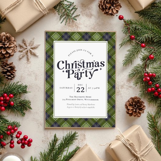 Invitation Fête de Noël en famille classique Plaid