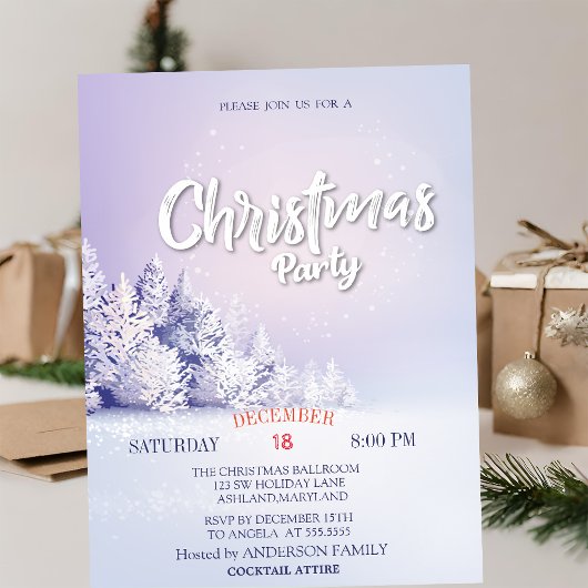 Invitation Fête de Noël en forêt de pins