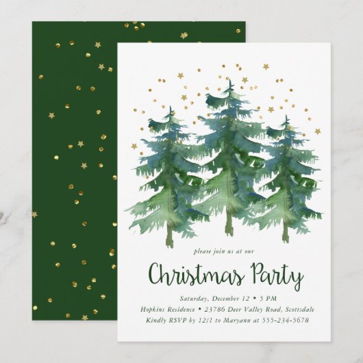 Invitation Fête de Noël en forêt hivernale (Devant / Derrière)