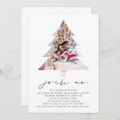 Invitation Fête de Noël en forme d'arbres photo minimalistes (Devant / Derrière)