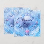 Invitation Fête de Noël en glace et flocons de neige de Froze (Devant / Derrière)