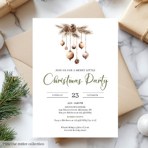 Invitation Fête de Noël en ivoire olive neutre avec lettrage