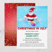 Invitation Fête de Noël en Juillet au bord de la piscine  (Devant / Derrière)