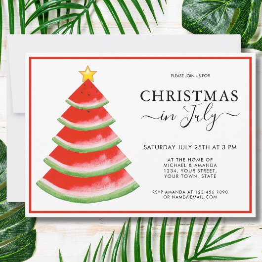 Invitation Fête de Noël en juillet avec pastèque