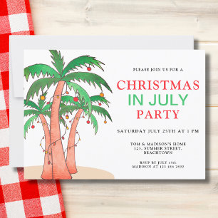 Invitation Fête de Noël en Juillet Palmiers