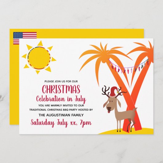 INVITATION FÊTE DE NOËL EN JUILLET USA (Devant / Derrière)