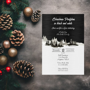 Invitation Fête de Noël en noir et blanc