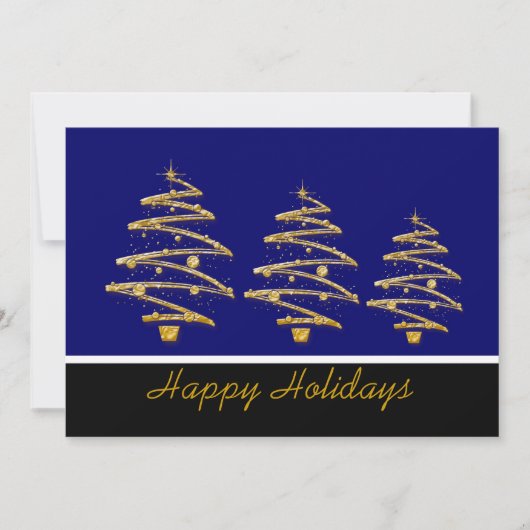 Invitation Fête de Noël en or bleu (Devant)