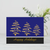 Invitation Fête de Noël en or bleu (Debout devant)