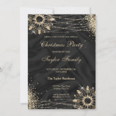 Invitation Fête de Noël en or d'hiver noir moderne Invi (Devant)