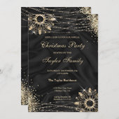 Invitation Fête de Noël en or d'hiver noir moderne Invi (Devant / Derrière)