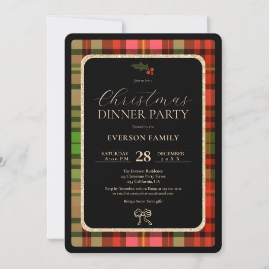 Invitation Fête de Noël en or traditionnel (Devant)