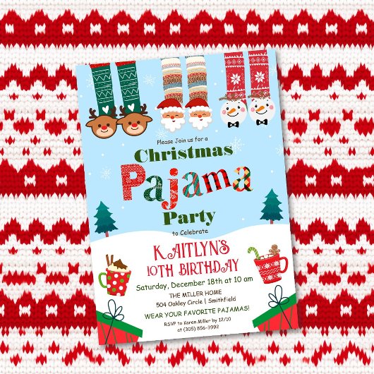 Invitation Fête de Noël en pyjama