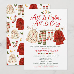 Invitation Fête de Noël en pyjama cosy