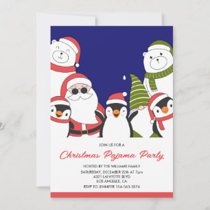 Invitation Fête de Noël en Pyjama Dodo Ours Santa Cool