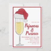 Invitation Fête de Noël en pyjama et prosecco (Devant)