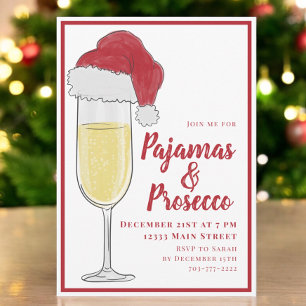 Invitation Fête de Noël en pyjama et prosecco