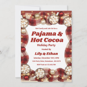 Invitation Fête de Noël en pyjama personnalisé et chocolat ch