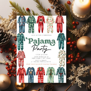 Invitation Fête de Noël en pyjama pour enfants