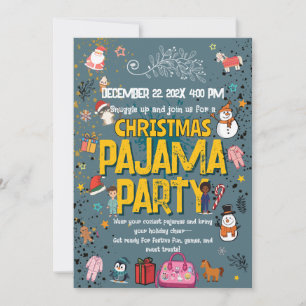Invitation Fête de Noël en pyjama pour enfants, soirée pyjama