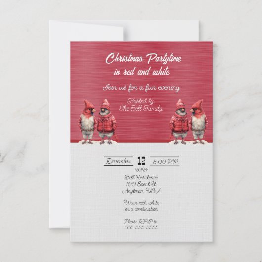 Invitation Fête de Noël en rouge et blanc (Devant)