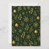 Invitation Fête de Noël en vert foncé et or (Dos)