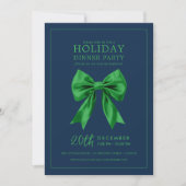 Invitation Fête de Noël en vert Satin Bow Navy (Devant)