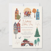 Invitation Fête de Noël en ville d'hiver (Devant)