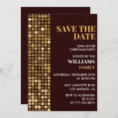 Invitation Fête de Noël Enregistrer la date Or (Devant / Derrière)