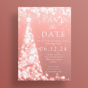 Invitation Fête de Noël Enregistrer la date Rose Gold Tree Gl