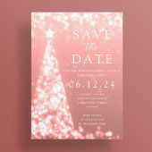 Invitation Fête de Noël Enregistrer la date Rose Gold Tree Gl