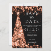 Invitation Fête de Noël Enregistrer la date Rose Gold Tree Gl (Devant)