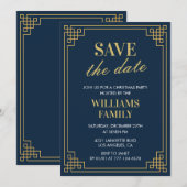 Invitation Fête de Noël Enregistrez la date Navy (Devant / Derrière)
