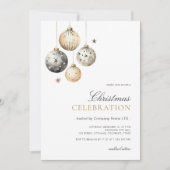 Invitation Fête de Noël Entreprise Bureau Parti Or (Devant)