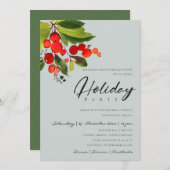 INVITATION FÊTE DE NOËL ENTREPRISE FRUITS ROUGES GRIS (Devant / Derrière)