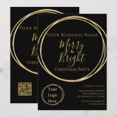 Invitation Fête de Noël Entreprise Noir Or (Devant / Derrière)