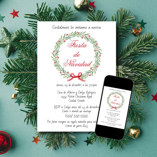Invitation Fête de Noël espagnole de Navidad