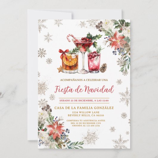 Invitation Fête de Noël espagnole de Noël (Devant)