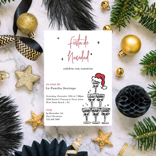 Invitation Fête de Noël espagnole Fiesta De Navidad