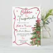 Invitation Fête de Noël espagnole Fiesta De Navidad (Debout devant)