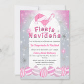 Invitation Fête de Noël espagnole Retro rose Navideña (Devant)