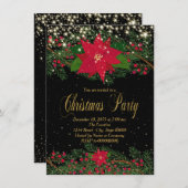 Invitation Fête de Noël Fancy Red Poinsettia (Devant / Derrière)