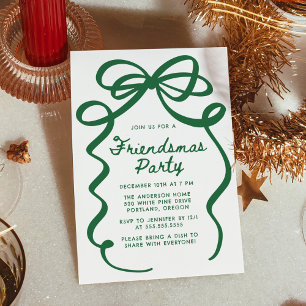 Invitation Fête de Noël Fantaisiste des Amis au Ruban Vert