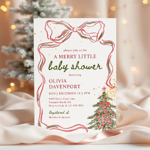 Invitation Fête de Noël Fantaisiste Merry Little Baby Shower