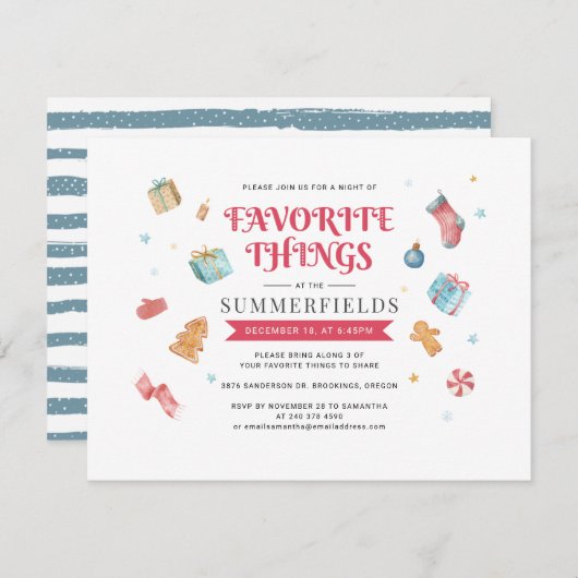 Invitation Fête de Noël Favorite Things (Devant / Derrière)