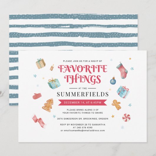 Invitation Fête de Noël Favorite Things (Devant / Derrière)